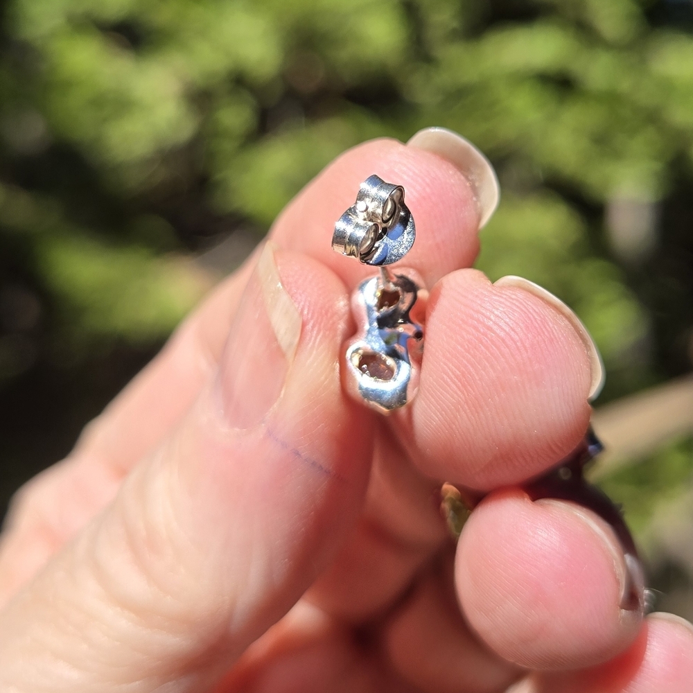 Tourmaline & Topaz Natural Gemstone Sterling & Gold Earrings - Picture 7 of 8